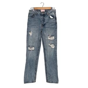 Revice Denim Straight Leg Jeans Womens 27 Blue Excellent Distressed High Rise